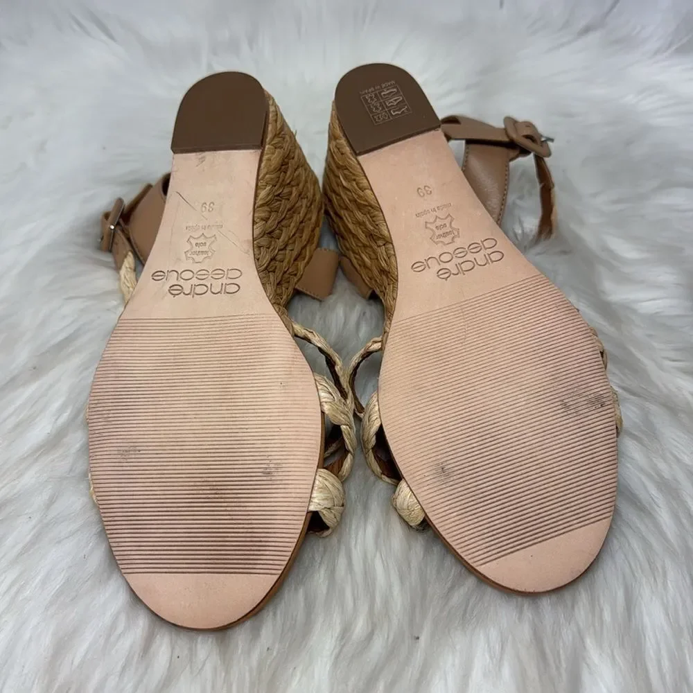Andre Assous Milena Women's Espadrille‎ Natural Raffia Wedge Sz 39/US 8.5